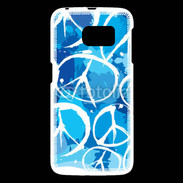 Coque Samsung Galaxy S6 Peace and love Bleu
