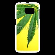 Coque Samsung Galaxy S6 Feuille de cannabis sur fond jaune
