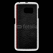 Coque Samsung Galaxy S6 Effet cuir noir et rouge
