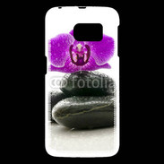 Coque Samsung Galaxy S6 Orchidée violette sur galet noir