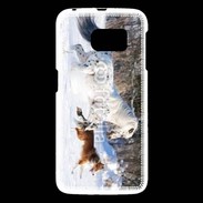 Coque Samsung Galaxy S6 Cheval et chien dans la neige