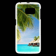 Coque Samsung Galaxy S6 Palmier et bungalow dans l'océan indien