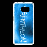 Coque Samsung Galaxy S6 Triathlon sur fond bleu