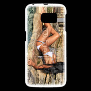 Coque Samsung Galaxy S6 Femme brune sexy au bord de l'eau