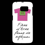 Coque Samsung Galaxy S6 Femme de rugbyman Bonus offensif-défensif Blanc