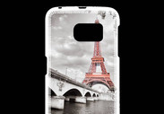 Coque Samsung Galaxy S6 Tour Eiffel rouge sur fond en noir et blanc