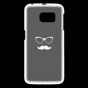 Coque Samsung Galaxy S6 moustache gris & blanc
