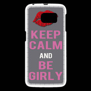 Coque Samsung Galaxy S6 Keep Calm Girl Gris