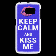 Coque Samsung Galaxy S6 Keep Calm Kiss me Bleu