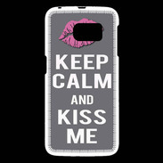 Coque Samsung Galaxy S6 Keep Calm Kiss me Gris