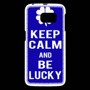 Coque Samsung Galaxy S6 Keep Calm Be lucky Bleu