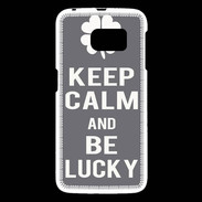 Coque Samsung Galaxy S6 Keep Calm Be lucky Gris
