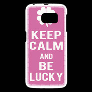 Coque Samsung Galaxy S6 Keep Calm Be Lucky Rose
