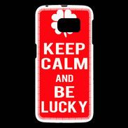 Coque Samsung Galaxy S6 Keep Calm Be Lucky Rouge