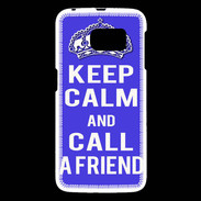 Coque Samsung Galaxy S6 Keep Calm Call friend Bleu