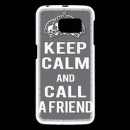Coque Samsung Galaxy S6 Keep Calm Call friend Gris