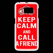 Coque Samsung Galaxy S6 Keep Calm Call friend Rouge