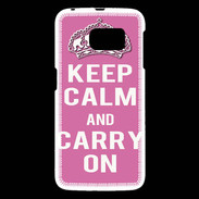 Coque Samsung Galaxy S6 Keep Calm Carry on Rose