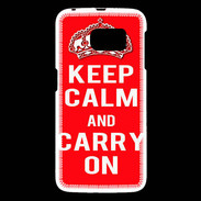 Coque Samsung Galaxy S6 Keep Calm Carry on Rouge