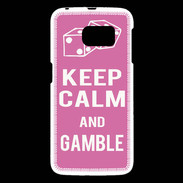 Coque Samsung Galaxy S6 Keep Calm Gamble Rose