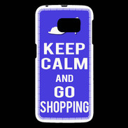 Coque Samsung Galaxy S6 Keep Calm Go Shopping Bleu
