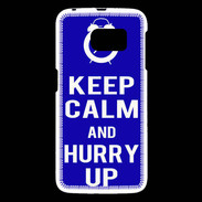 Coque Samsung Galaxy S6 Keep Calm Hurry up Bleu