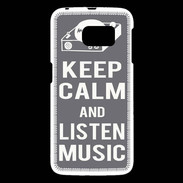 Coque Samsung Galaxy S6 Keep Calm Listen music Gris