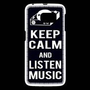Coque Samsung Galaxy S6 Keep Calm Listen music Noir
