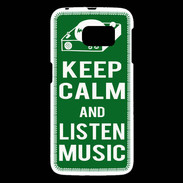 Coque Samsung Galaxy S6 Keep Calm Listen music Vert
