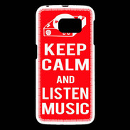 Coque Samsung Galaxy S6 Keep Calm Listen music Rouge