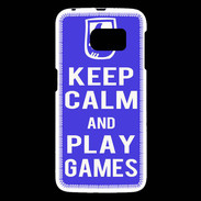 Coque Samsung Galaxy S6 Keep Calm Play games Bleu