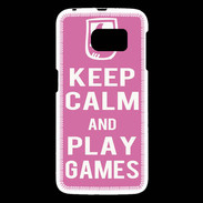 Coque Samsung Galaxy S6 Keep Calm Play games Rose