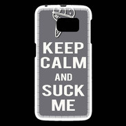 Coque Samsung Galaxy S6 Keep Calm Suck me Gris