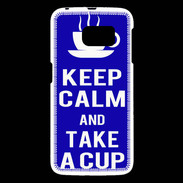 Coque Samsung Galaxy S6 Keep Calm Take a cup Bleu