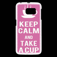 Coque Samsung Galaxy S6 Keep Calm Take a cup Rose