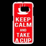 Coque Samsung Galaxy S6 Keep Calm Take a cup Rouge