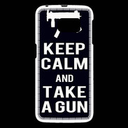 Coque Samsung Galaxy S6 Keep Calm Take a gun Noir