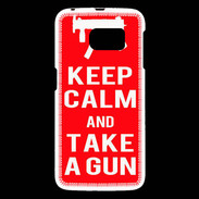 Coque Samsung Galaxy S6 Keep Calm Take a gun Rouge