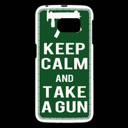 Coque Samsung Galaxy S6 Keep Calm Take a gun Vert