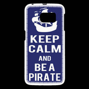 Coque Samsung Galaxy S6 Keep Calm Be a Pirate Bleu