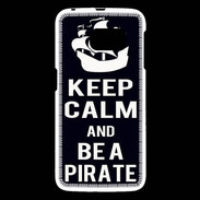 Coque Samsung Galaxy S6 Keep Calm Be a Pirate Noir
