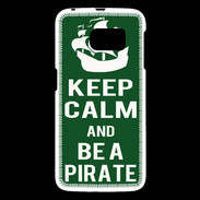 Coque Samsung Galaxy S6 Keep Calm Be a Pirate Vert