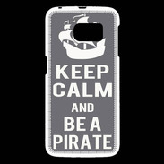 Coque Samsung Galaxy S6 Keep Calm Be a Pirate Gris