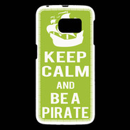 Coque Samsung Galaxy S6 Keep Calm Be a Pirate Vert pomme