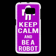 Coque Samsung Galaxy S6 Keep Calm Be a Robot Violet