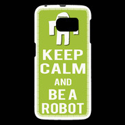 Coque Samsung Galaxy S6 Keep Calm Be a Robot Vert pomme