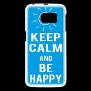 Coque Samsung Galaxy S6 Keep Calm Be Happy Cyan
