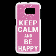 Coque Samsung Galaxy S6 Keep Calm Be Happy Rose