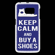 Coque Samsung Galaxy S6 Keep Calm Buy Shoes Bleu