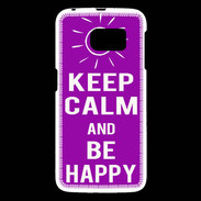Coque Samsung Galaxy S6 Keep Calm Be Happy Violet